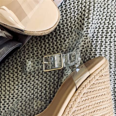 Delicious Shoes Hp Transparent Clear Nude Espadrille Wedge Platform