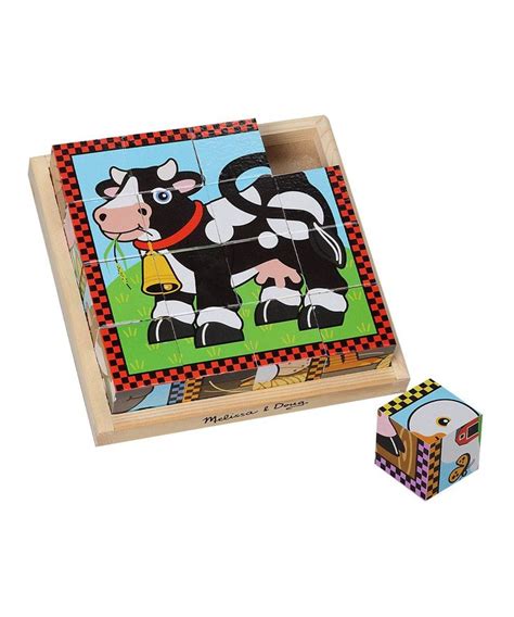 Melissa Doug Farm Wooden Cube Puzzle Cube Puzzle Wooden Cubes