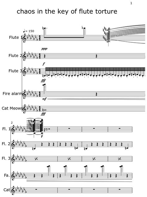 Chaos In The Key Of Flute Torture Sheet Music For Flute Cat Meows