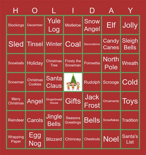 Virtual Holiday Bingo Card