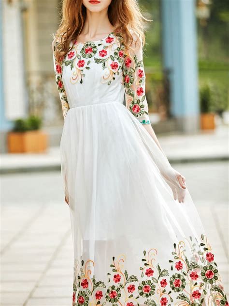 Dress170301618 2 Flower Embroidered Dress Embroidered Dress White