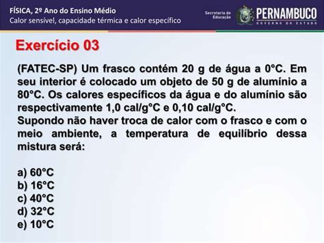 Calor sensível capacidade térmica e calor específico PPT