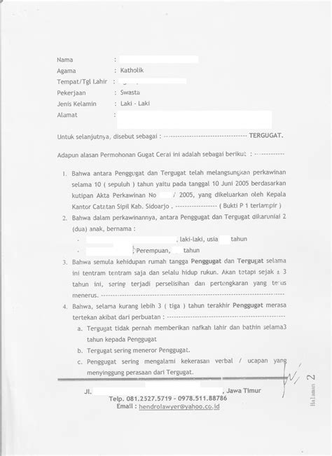 Detail Contoh Surat Kuasa Perceraian Di Pengadilan Negeri Koleksi Nomer 20