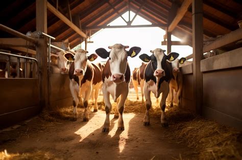 Premium Photo | Cows on a cow farm breeding of domestic animals