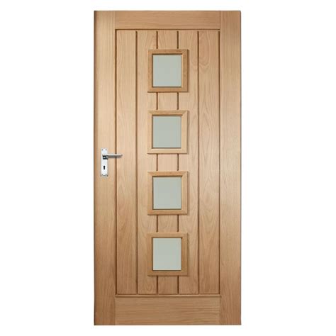 Howdens Dordogne Oak Frosted Glazed External Door Howdens