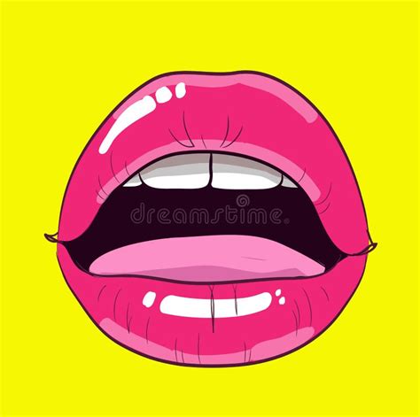 Pop Art Woman Lips Mouth Fashion Design Comic Style Stock Vector