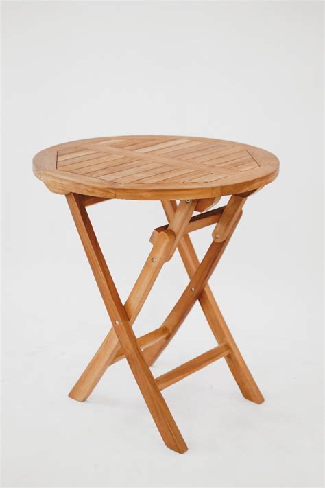 Vier Inklapbare Teak Tuinstoelen Ronde Inklapbare Teak Tuintafel