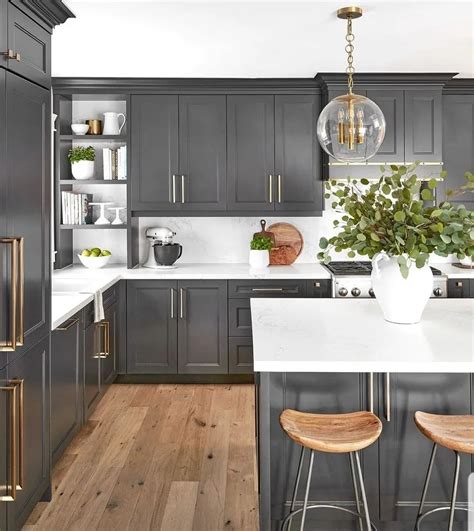 Dark Grey Kitchen Cabinets With White Countertops Two Birds Home