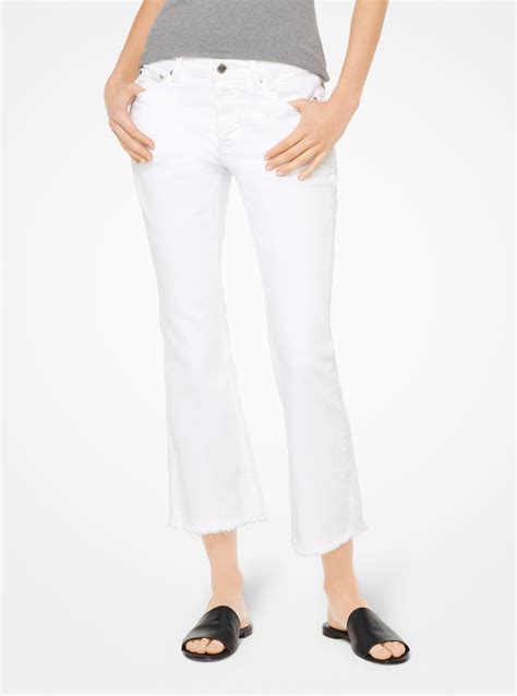 Michael Michael Kors Denim Cropped Flared Jeans In White Lyst