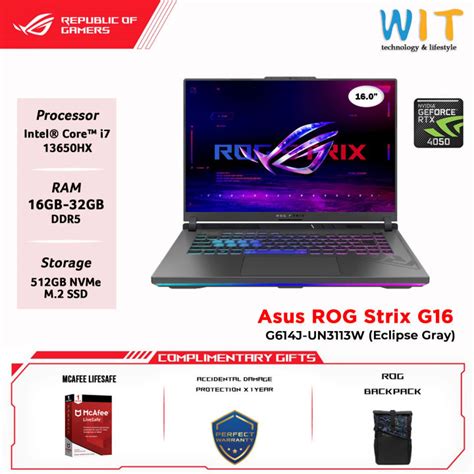 Asus Rog Strix G16 2023 G614j Jn3030w G614j Un3113w Intel Core I7 13650hx 16gb Ram 512gb