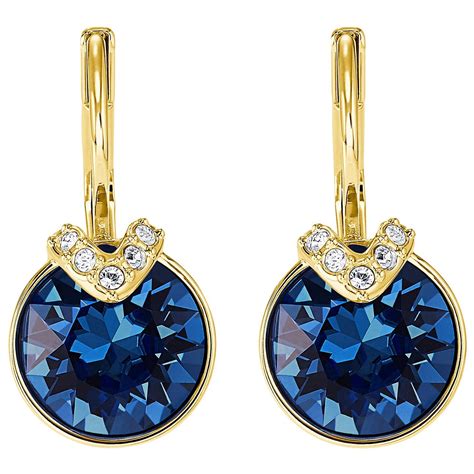 Swarovski Swarovski Bella V Pierced Earrings Blue Gold Tone