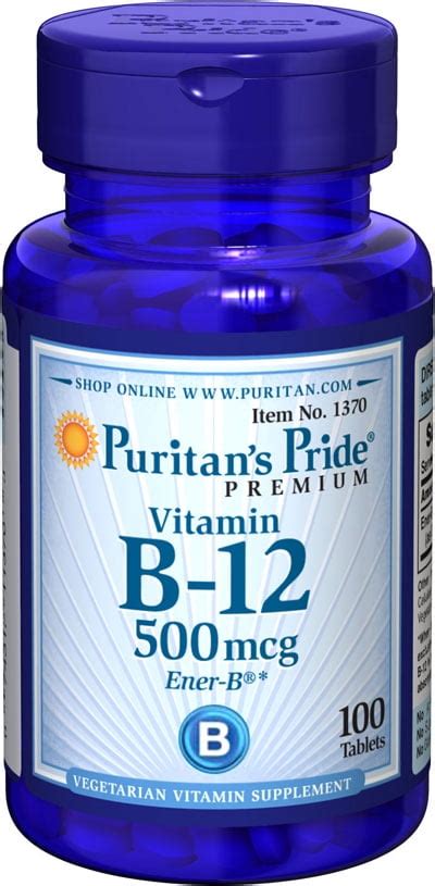 Puritan's Pride Vitamin B-12 500mcg - 100 Tablets - Walmart.com