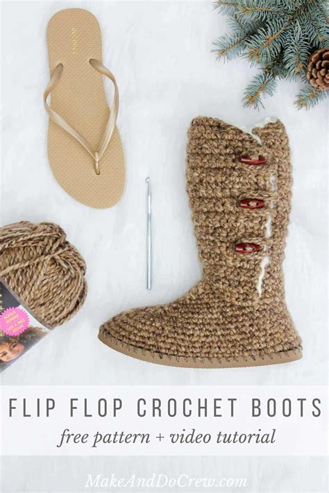 UGG Style Crochet Boots With Flip Flop Soles Free Pattern Video