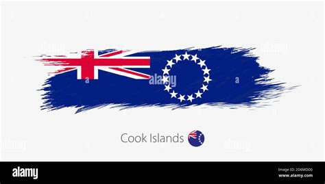 Flag Of Cook Islands Grunge Abstract Brush Stroke On Gray Background