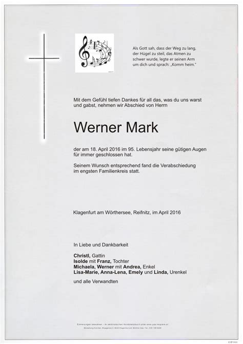 Parte für Werner Mark pax requiem