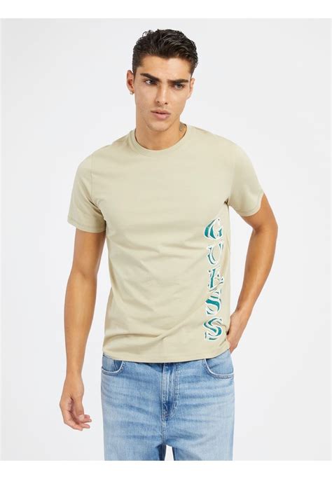 Guess Mit Seitlichem Logo T Shirt Print Beige Zalandoat