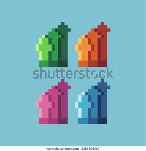 Pixel Art Sets Graph Variation Color Stock Vector Royalty Free