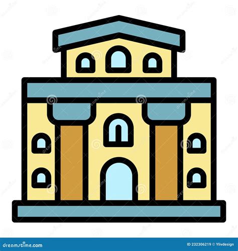 Architectural Outline Sketch Of Old Building Cartoon Vector