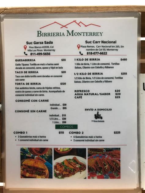 Carta Del Restaurante Birrieria Monterrey Suc Roma Monterrey C 2 Del