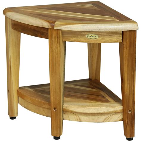 Ecodecors Snazzy Corner Teak Corner Shower Stool Teak Corner Shower