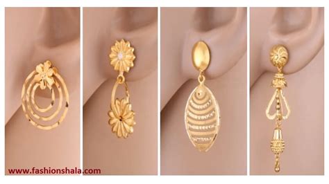 Daily Wear Gold Earrings Designs Kurti Blouse