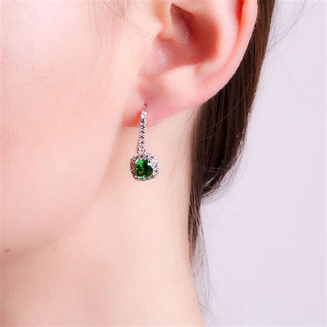 Princess 2ct Emerald And Diamond Halo 18ct White Gold Pave Drop