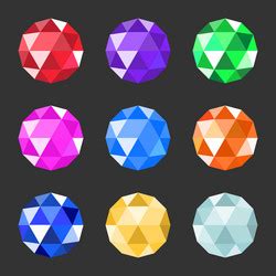 Set Round Jewels Different Colors Gemstones Vector Image