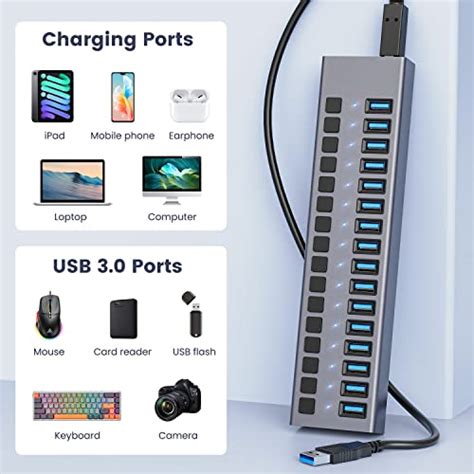 Powered Usb Hub Acasis 16 Ports 90w Usb 30 Data Hub Individual On