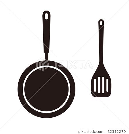 Vector Illustration Of Frying Pan And Spatula Stock Illustration