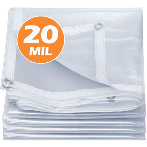 20 Mil Heavy Duty Clear PVC Tarpaulins 8 X 20 FT Waterproof Wind Proof