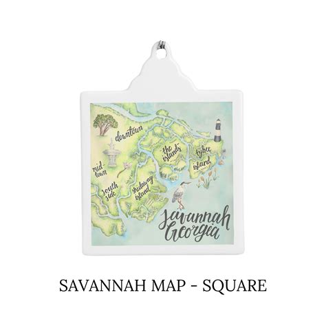 Savannah Map Ornaments Erica Catherine