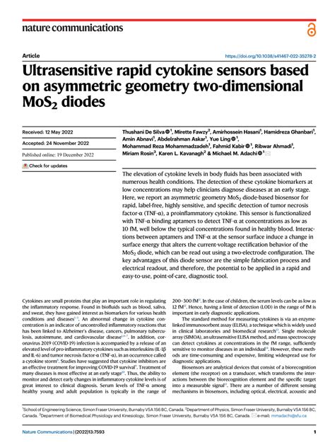 Pdf Ultrasensitive Rapid Cytokine Sensors Based On Asymmetric