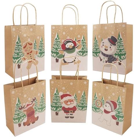 Sac En Papier Kraft Pour Noel Lot De Motifs De Noel Diff Rents