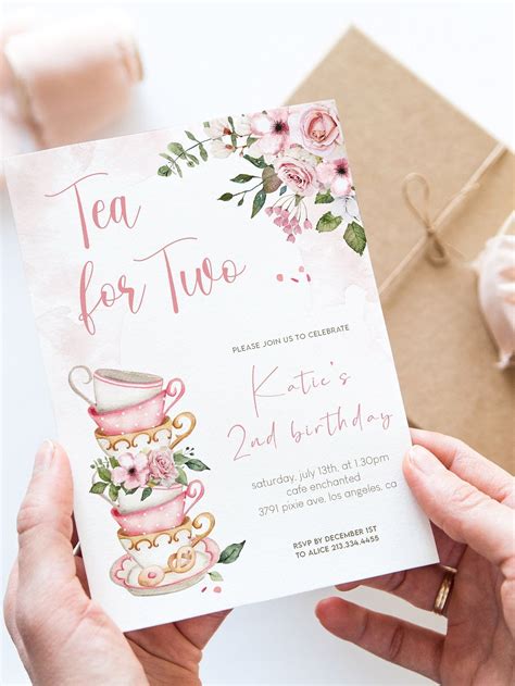 Editable Tea Party Birthday Invitation Tea For Two Girl Tea Etsy Artofit