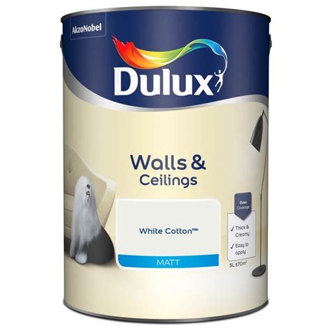 Dulux Matt Emulsion White Cotton 5l Emulsion Paint Bandm Stores