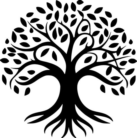 Premium Vector Tree Of Life Black And White Vector Illustration