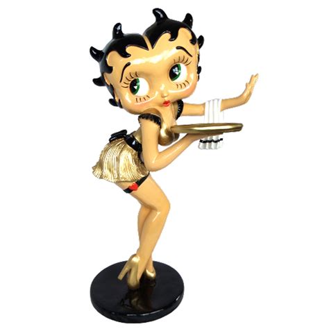 Statue en résine Betty Boop serveuse robe dorée hauteur 94 cm Pri