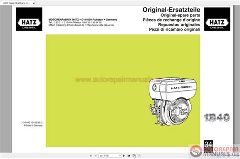 Hatz Diesel Engine 1B 20 27 30 40 50 Instruction Book, 58% OFF