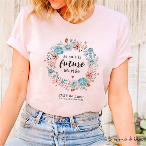 T shirt EVJF rose Tropical Future mariée Le Monde de Bibou