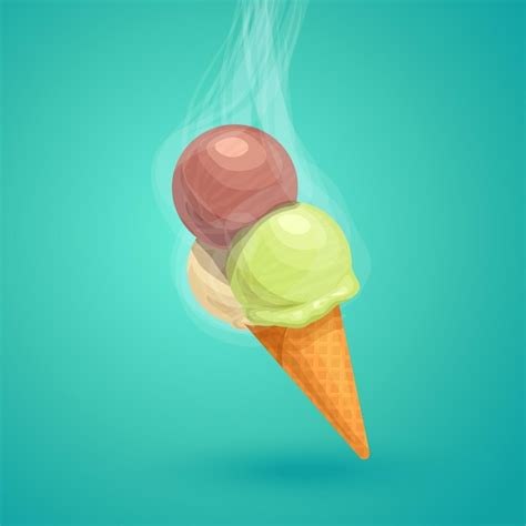 Premium Vector Illustration Of Cone Ice Cream With Three Different