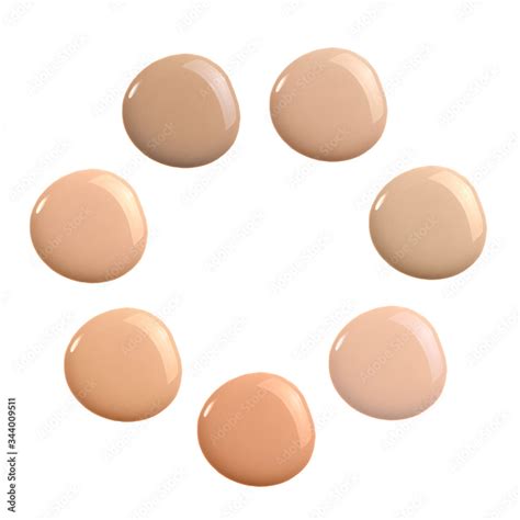 Set Of Shades Of Liquid Concealer Isolated On White Beige Nude Liquid Foundation Smear Smudge
