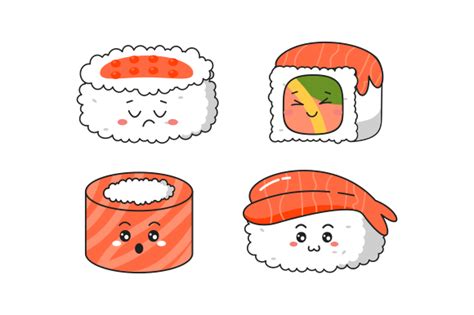 Cute Sushi Roll Cartoon