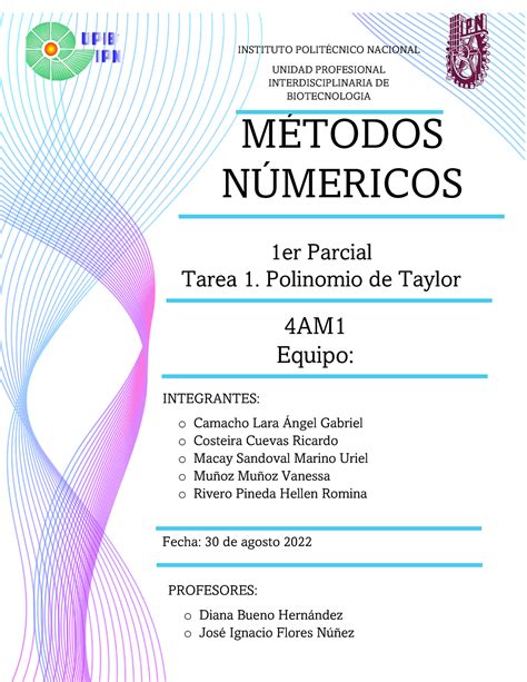 Tarea M Todos N Mericos Instituto Polit Nacional Unidad