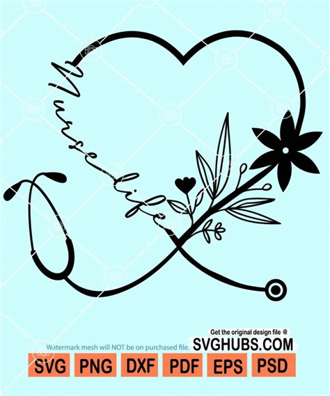 Nurse Life Stethoscope Heart Svg Nurse Stethoscope Heart Svg Floral