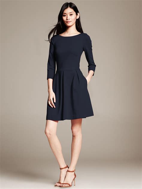 Ponte Fit And Flare Dress Banana Republic