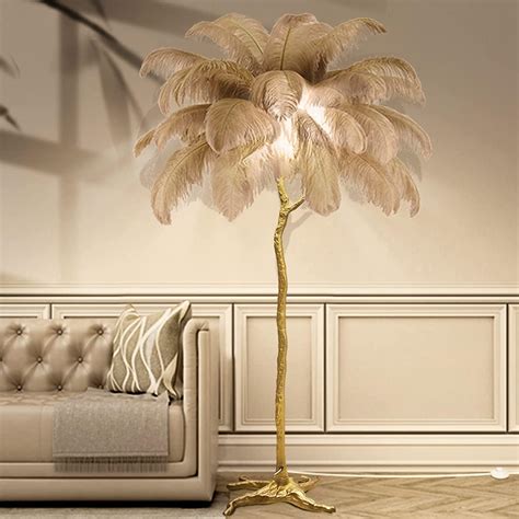 Yhyyu Lampadaire Sur Pied Salon Lampadaire Led Plume D Autruche