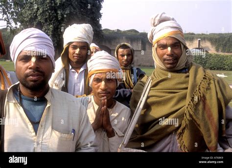 A Group Of Sikh Pilgrims Visiting Raj Ghat A Memorial To Mahatma Ghandi