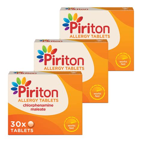 Piriton Hayfever And Allergy Tablets 30 Tablets X3 Pack