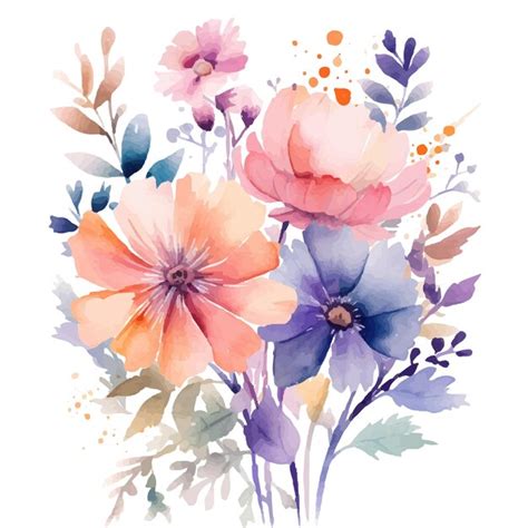 Premium Vector Vector Hand Painted Watercolor Flower Collection