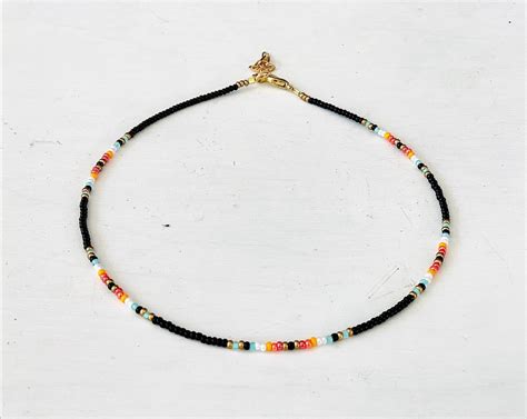 Seed Bead Choker Black Choker Seed Bead Necklace Choker Etsy